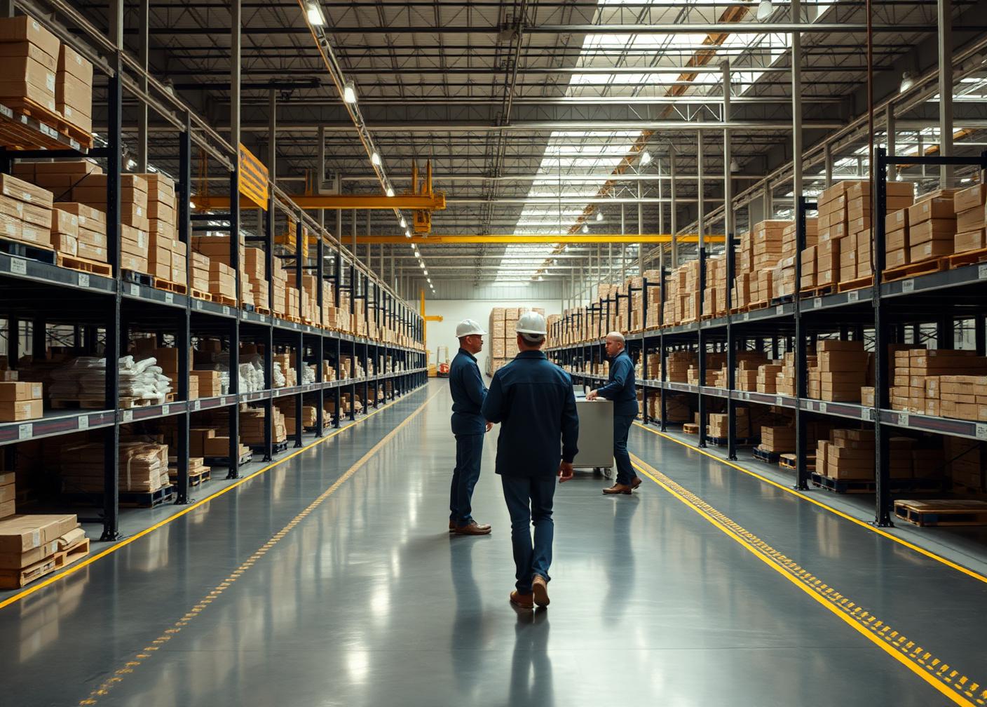 Managers walking an orderly distribution facility